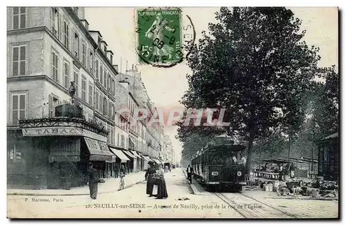 Neuilly sur Seine Cartes postales Avenue de Neuilly prise de la rue de l'Eglise (tramway) TOP