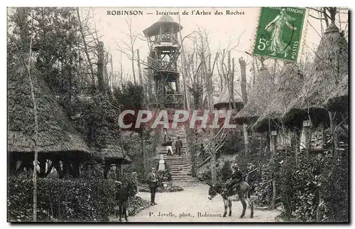 Robinson Cartes postales Interieur de l'arbre des roches (ane anes donkey donkeys)