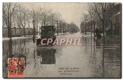 Alfortville Crue de la SEine Cartes postales Janvier 1910 (automobile)