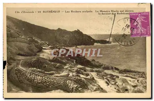 Rotheneuf Ansichtskarte AK Rochers sculptes le monstre marin qui devora le dernier des Rotheneuf