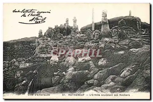 Rotheneuf Cartes postales L'ermite sculptant ses rochers