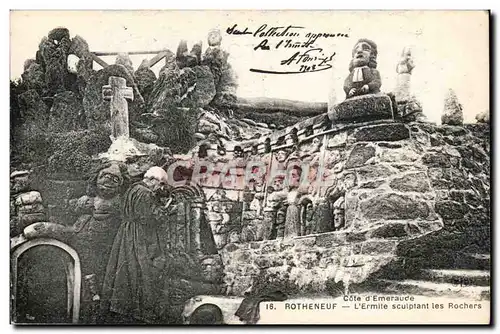 Rotheneuf Cartes postales L'ermite sculptant ses rochers