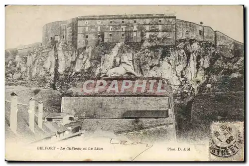 Belfort Cartes postales Le chateau et le lion