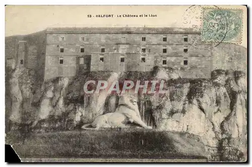 Belfort Cartes postales Le chateau et le lion