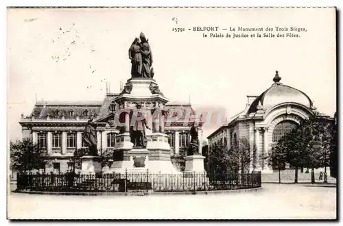 Belfort Ansichtskarte AK Monument des trois sieges Palais de Justice et salle des fetes