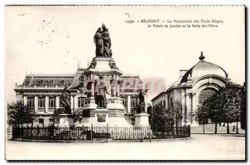 Belfort Cartes postales Monument des trois sieges Palais de Justice et salle des fetes