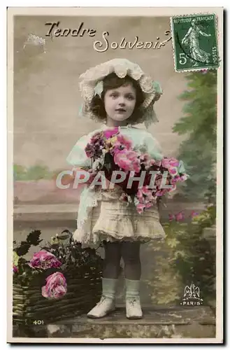 Cartes postales Fantaisie Fille Tendre souvenir