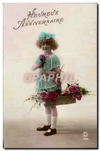 Cartes postales Fantaisie Enfant Fille Heureux anniversaire