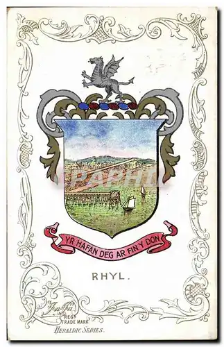 Grande Bretagne Great BRitain Cartes postales Rhyl Yr Hafan deg Ar Finy Don Heraldry snake Armoreries