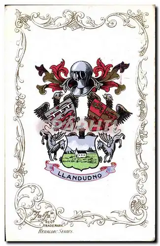 Grande Bretagne Great BRitain Ansichtskarte AK Llandudno Lion Heraldry snake Armoreries