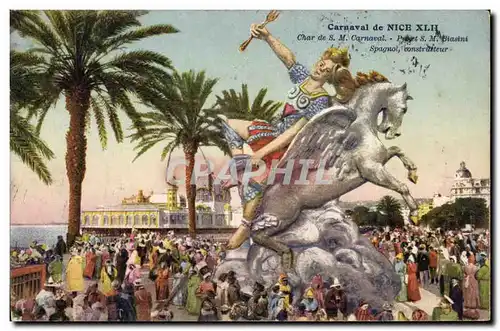 Nice Cartes postales Carnaval de Nice XLII Cahr de SM Carnaval Prjet SM Biasini Spagnol constructeur (cheval hor