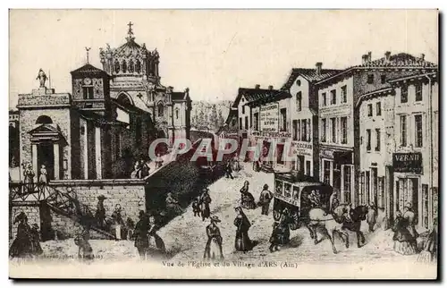 Cartes postales Vue de l'eglise et du village d'Ars