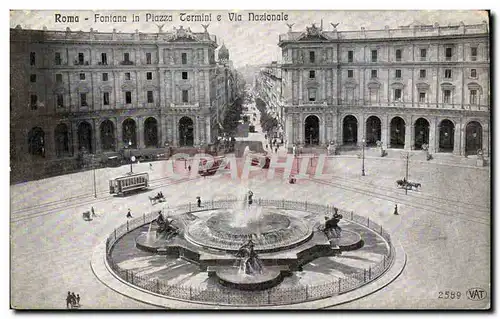 Italie Italia Roma Ansichtskarte AK Fontan in piazza TErmini e via nazionale