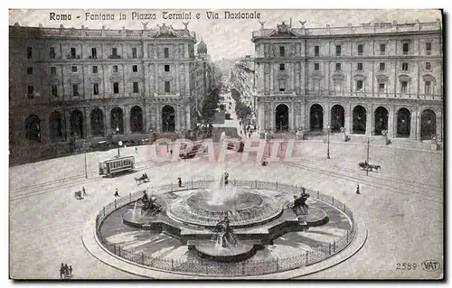 Italie Italia Roma Cartes postales Fontan in piazza TErmini e via nazionale