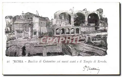 ITalie Italia Roma Ansichtskarte AK Basilica di Costantino coi nuovi scavi e il tempio di Romolo