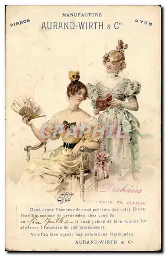 Cartes postales Manufacture Aurand Wirth Pianos Lyon (accordeur reparateur metiers) RaRe Femmes Fantaisie