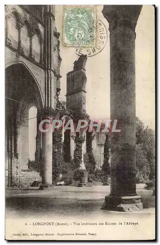 Longpont Ansichtskarte AK Vue interieure des ruines de l&#39abbaye