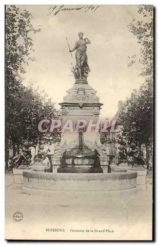 Soissons Ansichtskarte AK Fontaine de la grand place