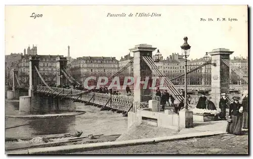 Lyon Cartes postales Passerelle de l&#39hotel Dieu