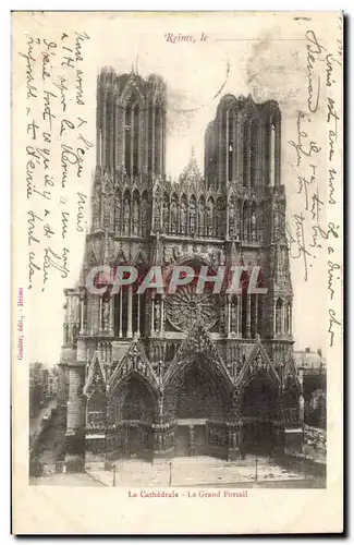 Reims Cartes postales La cathedrale le grand portail