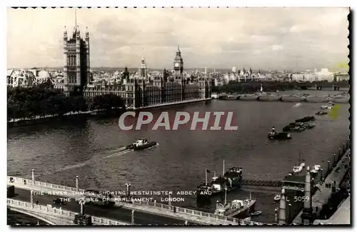 Grande Bretagne Great BRitain Ansichtskarte AK The river Thames showing Westminster abbey and the houses of Parli