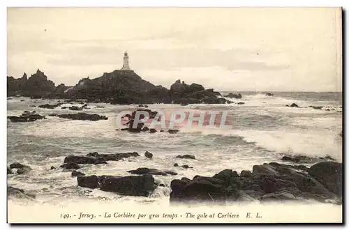 Grande Bretagne Great Britain Ansichtskarte AK London Londres Jersey La corbiere par gros temps (lighthouse)