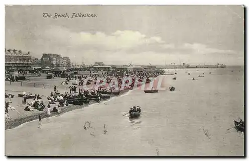 Grande Bretagne Great Britain Ansichtskarte AK The beach Folkestone