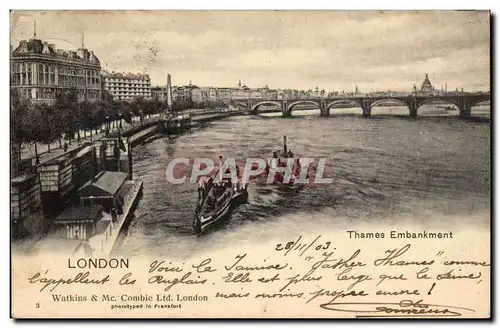 Grande Bretagne Great Britain Ansichtskarte AK Londres London Thames Embankment