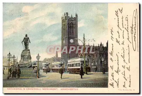 Grande Bretagne Great BRitain Cartes postales Cathedral and CRomwell Monument Manchester