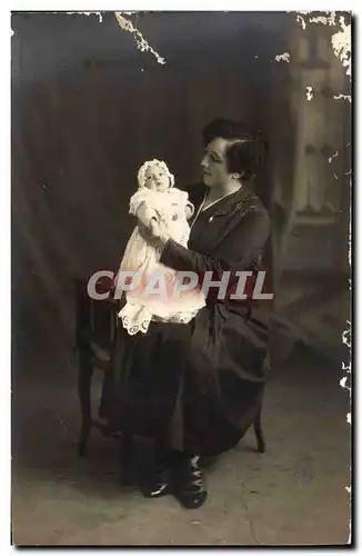 CARTE PHOTO Femme et enfant (bebe)