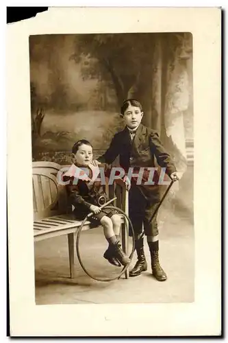 CARTE PHOTO Enfants au cerceau