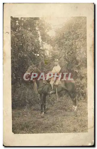 CARTE PHOTO Militaria Soldat a cheval