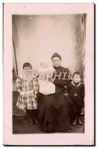 CARTE PHOTO Femme et enfants