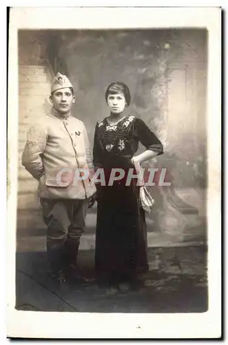 CARTE PHOTO Militaire et sa femme (militaria)