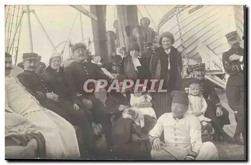 CARTE PHOTO Bateau Marseille Militaria Poilus en bateau