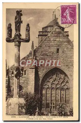 Locronan Cartes postales Le calvaire Croix ornee du 15 L&#39abside avec son beau vitrail