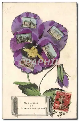 Cartes postales Fantaisie Une pensee de Boulogne sur Seine Fleur