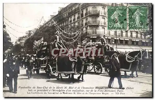 Cartes postales Funerailles du sous chef surete Blot et inspecteur Mugat morts rue de la Folie Mericourt Paris C