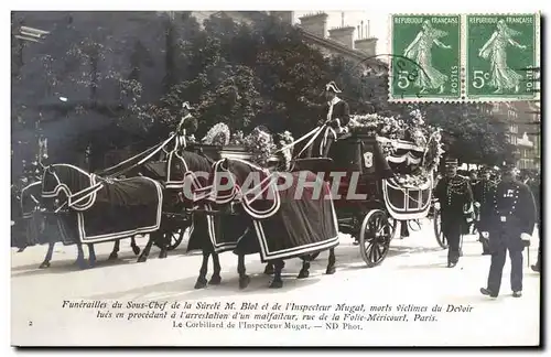 Cartes postales Funerailles du sous chef surete Blot et inspecteur Mugat morts rue de la Folie Mericourt Paris C