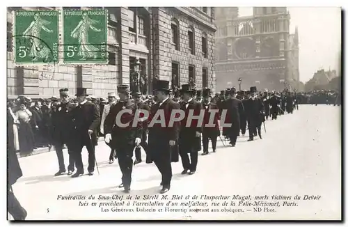 Cartes postales Funerailles du sous chef surete Blot et inspecteur Mugat morts rue de la Folie Mericourt Paris G