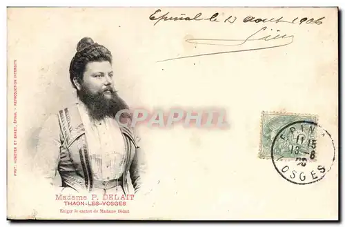 Cartes postales Thaon Les Vosges Madame Delait(Monstre femme a barbe Vosges beard) TOP