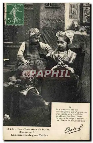 Cartes postales Les chansons de Botrel les lunettes de grand mere TOP enfants Folklore