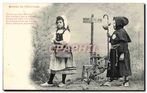 Cartes postales Retour de pelerinage Enfants Belleveu Route de Rome