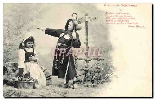 Cartes postales Retour de pelerinage Enfants Belleveu Route de Rome