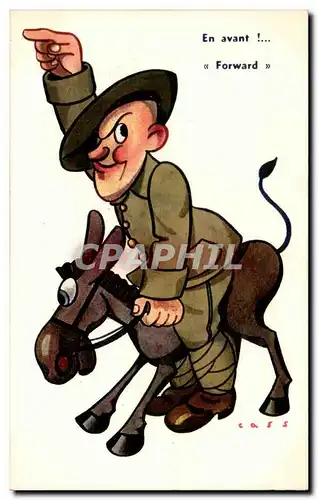 Cartes postales Illustrateur Cass En avant Forward (militaria soldat cheval horse)