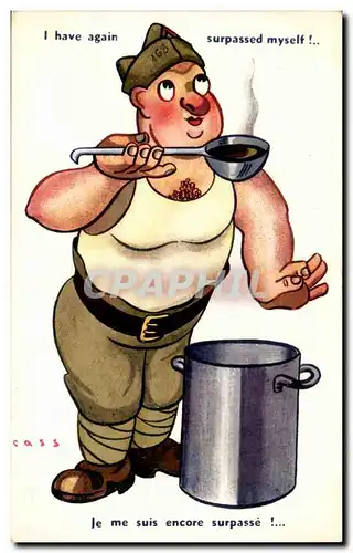 Cartes postales Illustrateur Cass Je me suis encore surpasse (militaria soldat cuisine cuisinier)