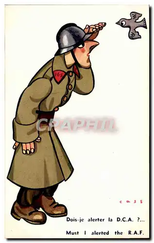 Cartes postales Illustrateur Cass Dois je alerter la DCA RaF (militaria soldat aviation plave avion)