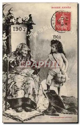 Cartes postales Fantaisie Enfant Bonne annee 1907 Vieille femme