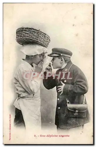 Cartes postales Fantaisie Enfant Une depeche urgente Postier Postes TElegraphes TOP