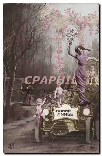 Cartes postales Fantaisie Fantaisie Femme Bonne annee (automobile)